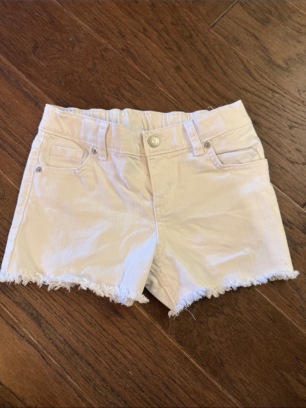 Girls Cat & Jack White Raw-Hem Denim Shorts Adjustabke Waist - Medium